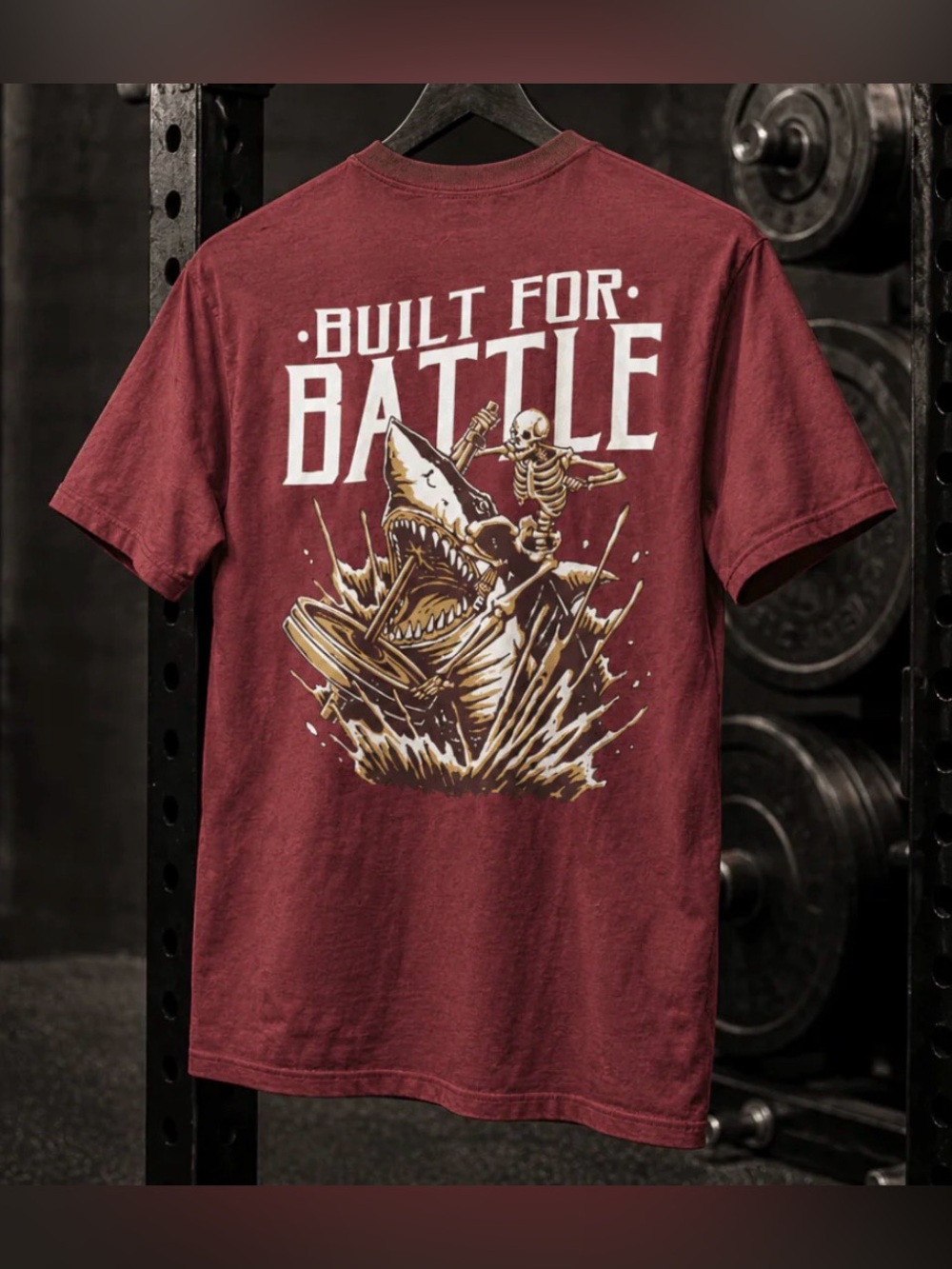 The Lift Box Built For Battle Graphic Tee Maroon Large NWOT